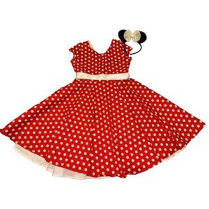 girls Minnie Mouse Halloween Costume DRESS & EARS Girls Size 12 Large